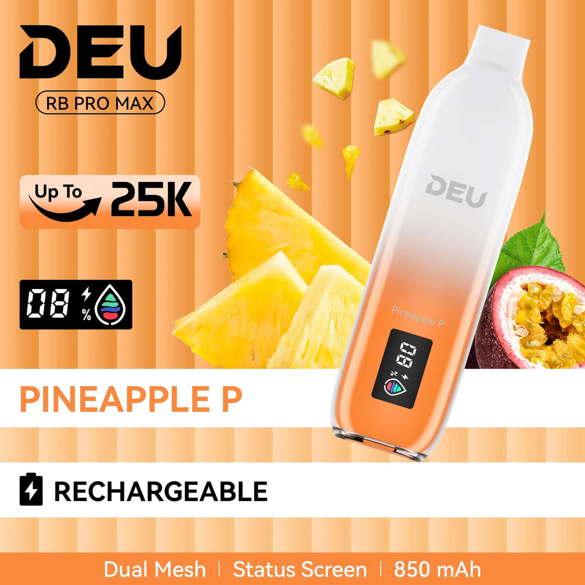 DEU RB Pro Max+ Pineapple P | Tropical Passionfruit Disposable Vape deunow DEU RB Pro Max+ Pineapple P | Tropical Passionfruit Disposable Vape deunow