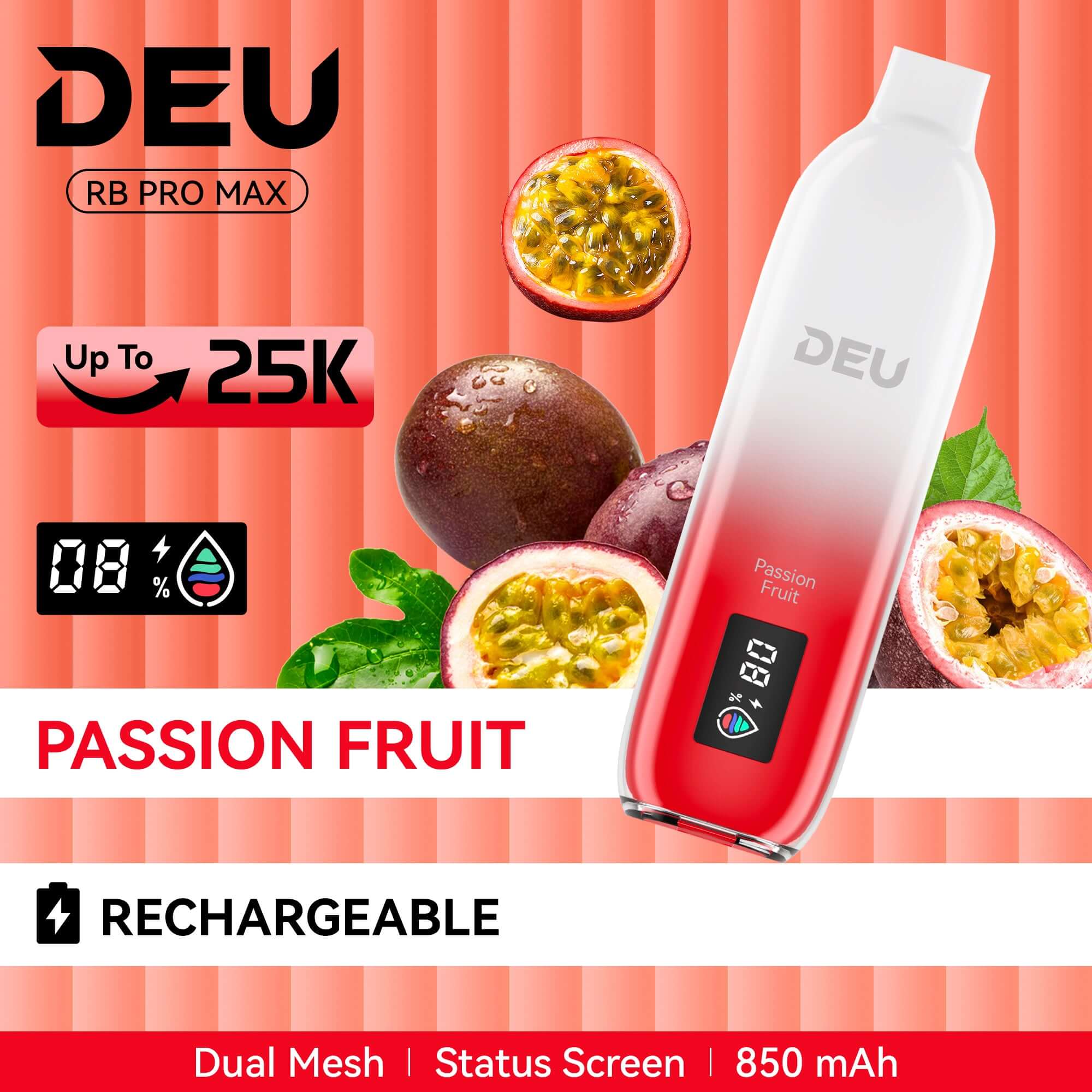 DEU RB Pro Max+ Passion Fruit | Icy Tropical Disposable Vape deunow DEU RB Pro Max+ Passion Fruit | Icy Tropical Disposable Vape deunow