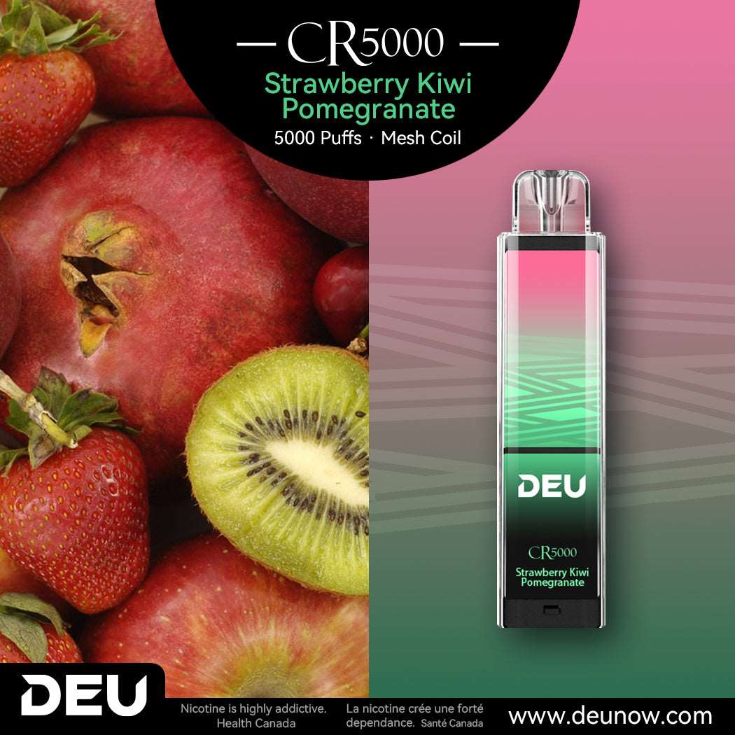 DEU CR5000 Rechargeable Disposable Vape - 5000Puffs Strawberry Kiwi Pomegranate