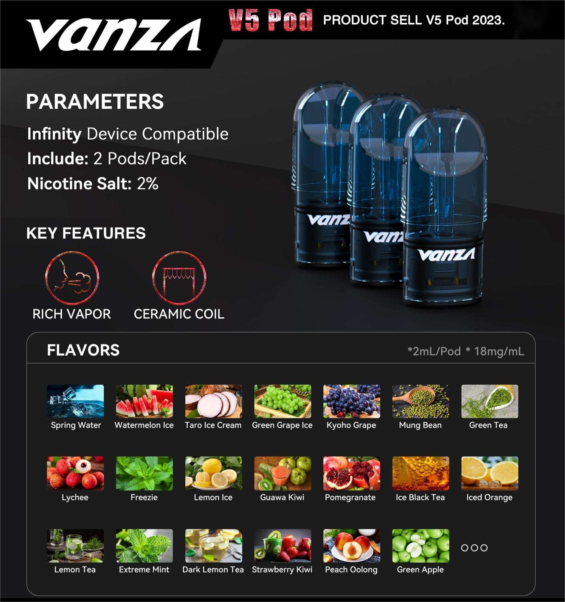 Vanza V5 Pods - Compatible Relx Infinity Vape Device