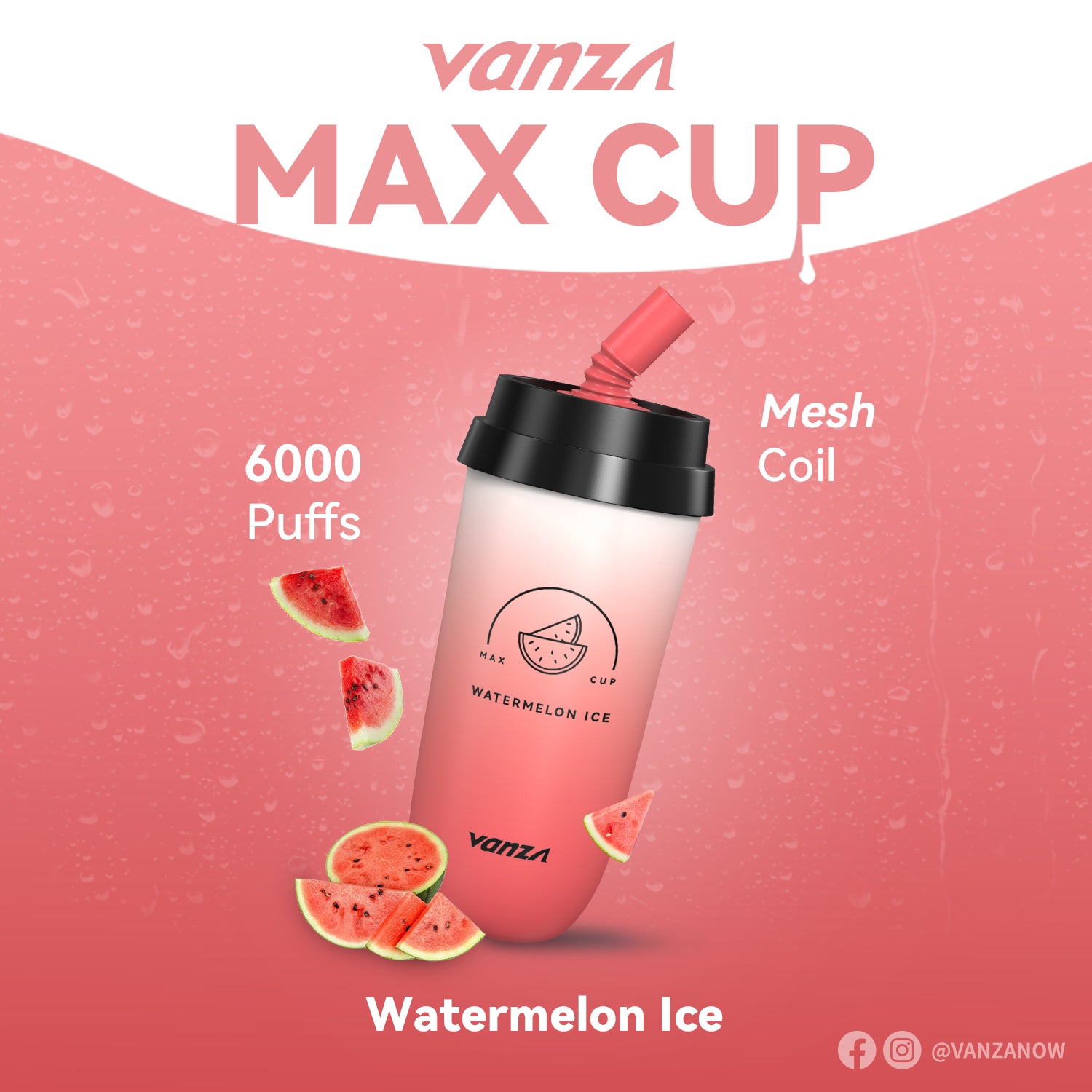 Vanza Max Cup 6000Puffs Rechargeable Disposable Vape Watermelon Ice