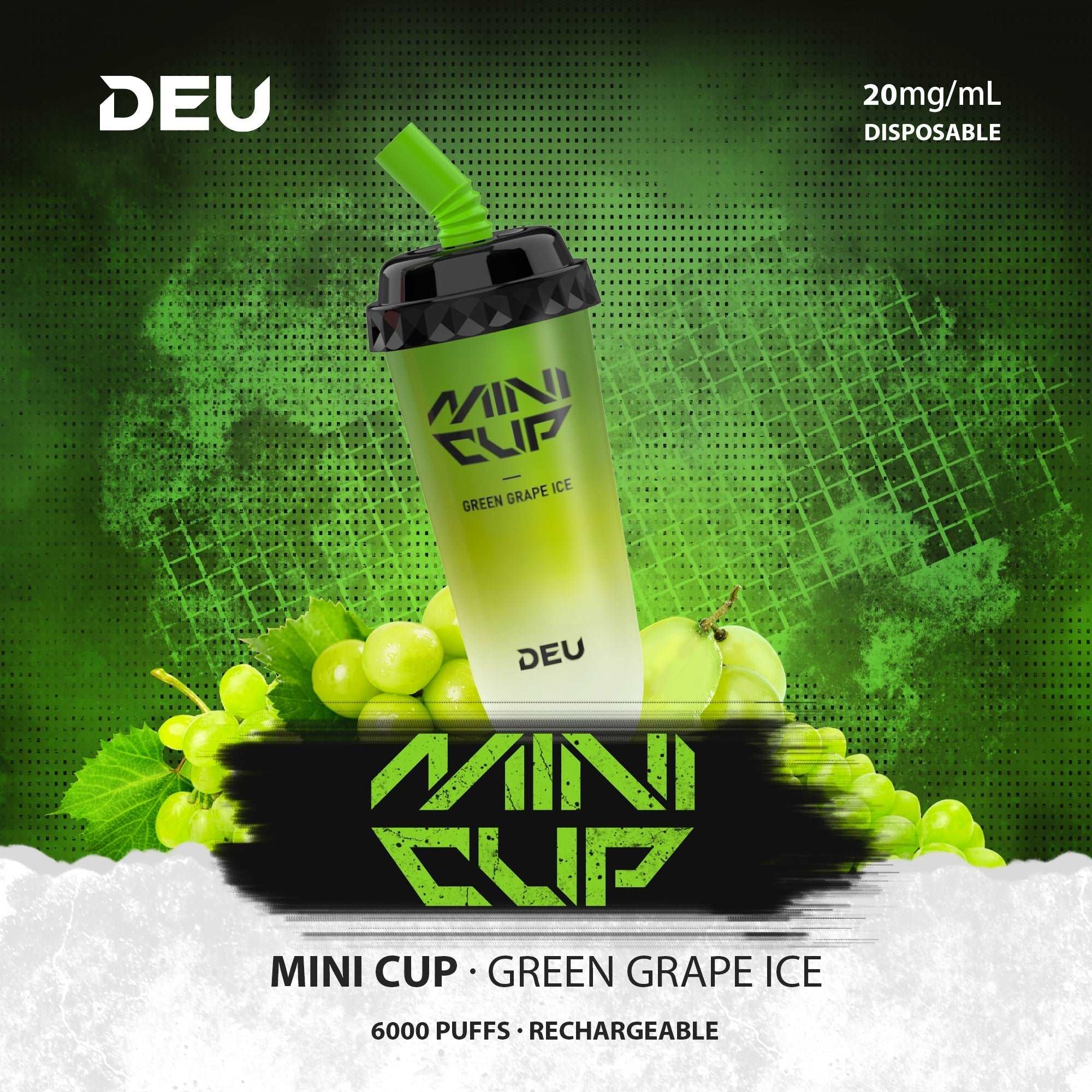 DEU Mini Cup-6000Puffs Fruity Disposable Vape Green Grape Ice