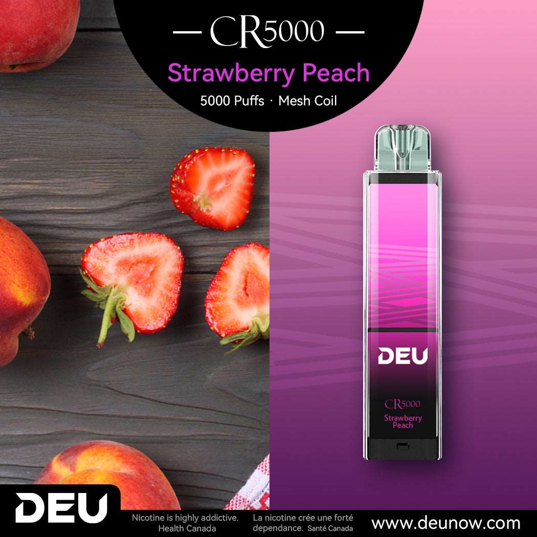 DEU CR5000 Rechargeable Disposable Vape - 5000Puffs Strawberry Peach