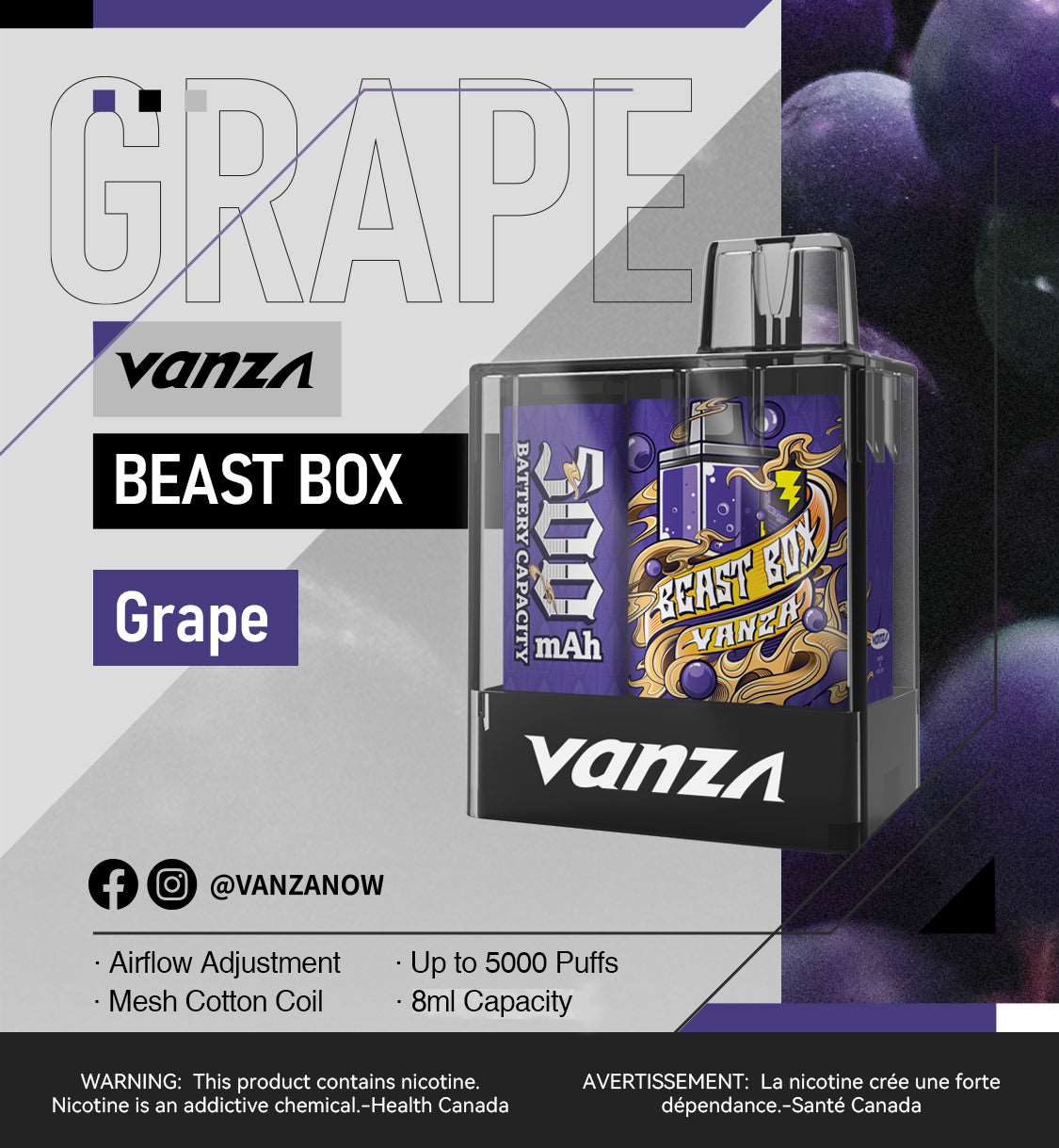 Vanza Beast Box Fruity Disposable Vape - grape
