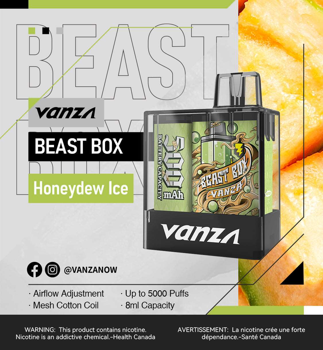 Vanza Beast Box Fruity Disposable Vape - honeydew ice