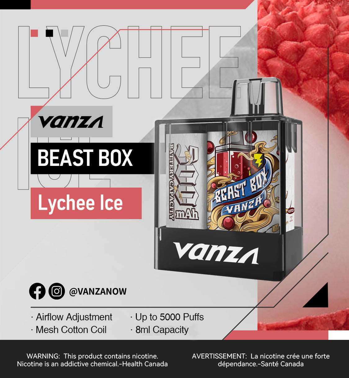 Vanza Beast Box Fruity Disposable Vape - lychee ice