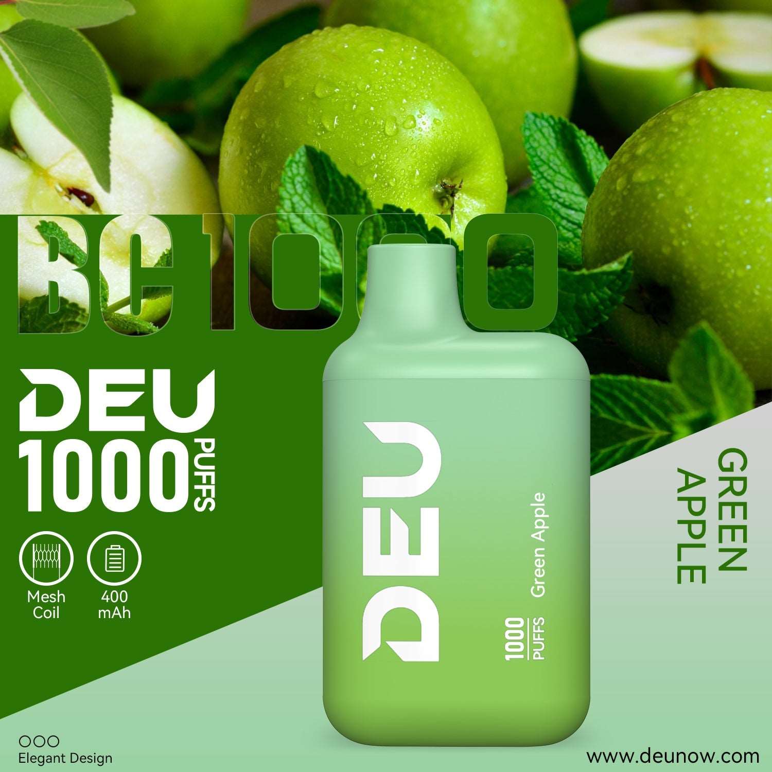 DEU BC1000 Disposable Vape - Green Apple