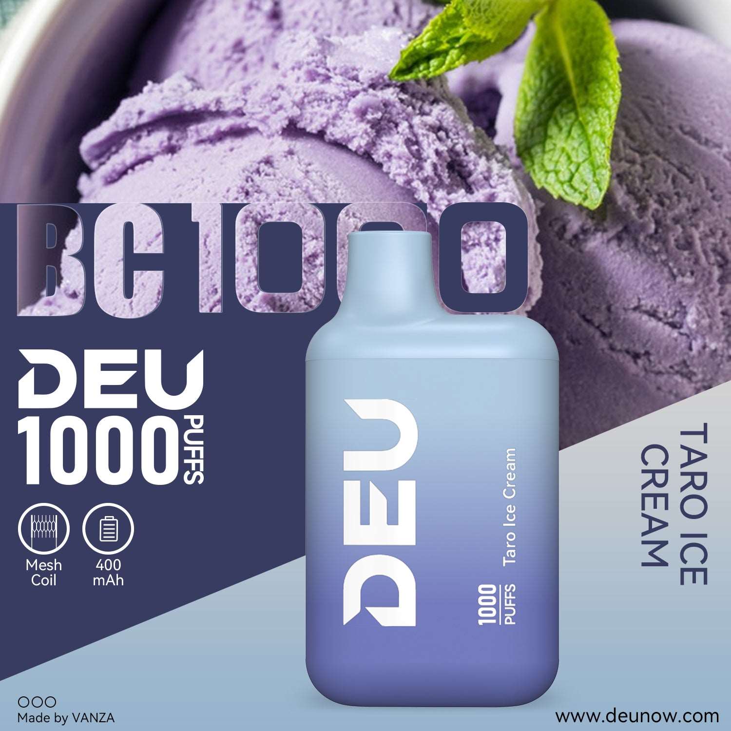 DEU BC1000 Disposable Vape - Taro Ice