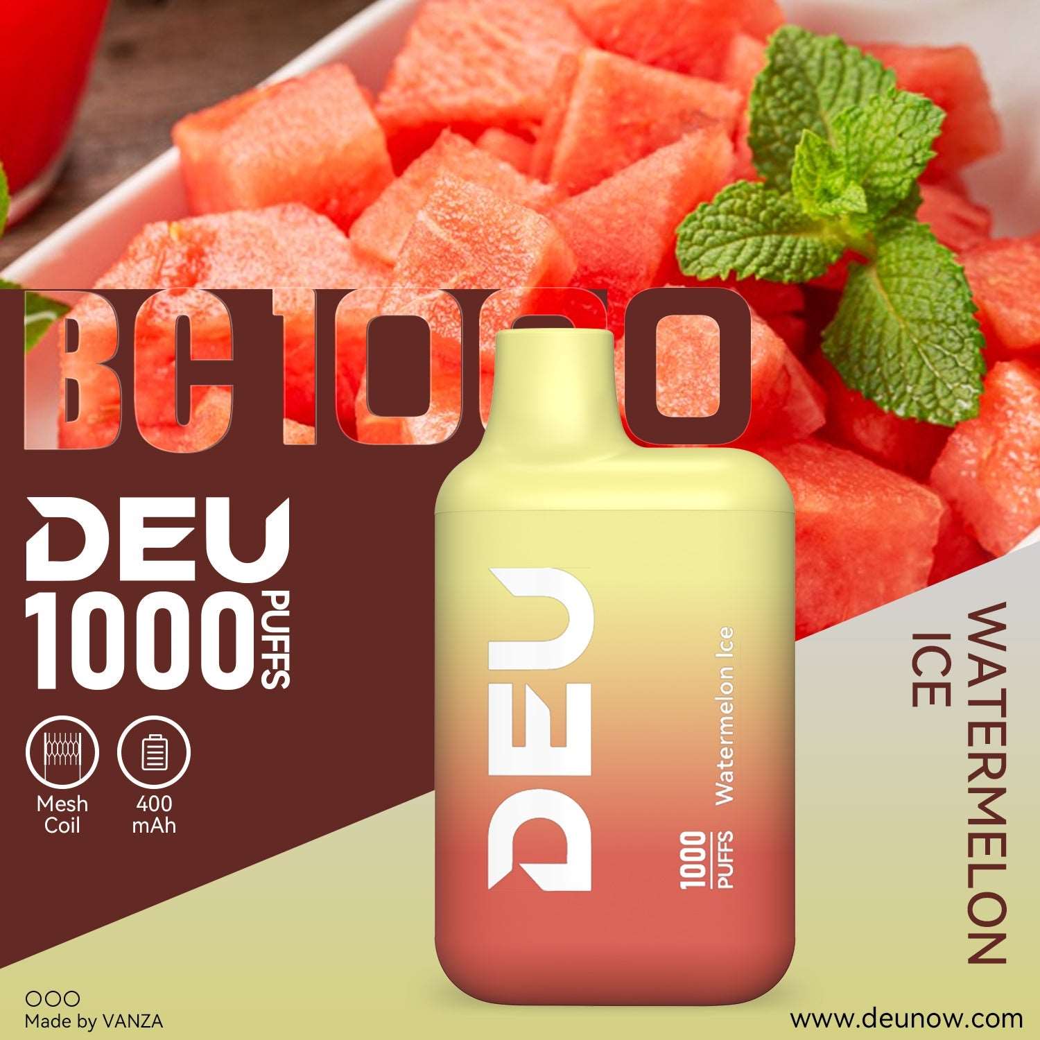 DEU BC1000 Disposable Vape - Watermelon Ice